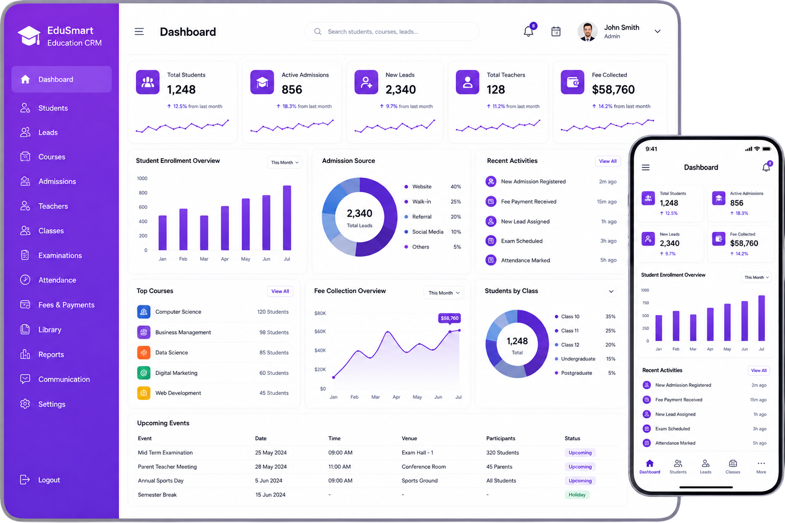 Education CRM Dashboard